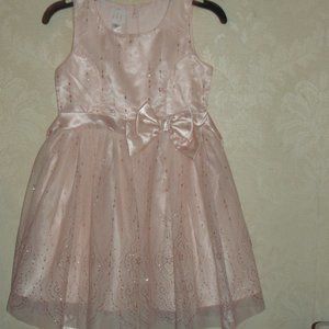 Girls Size 12 CRB SPARKLE ROSE BLUSH PINK SATIN Sleeveless DRESSY DRESS